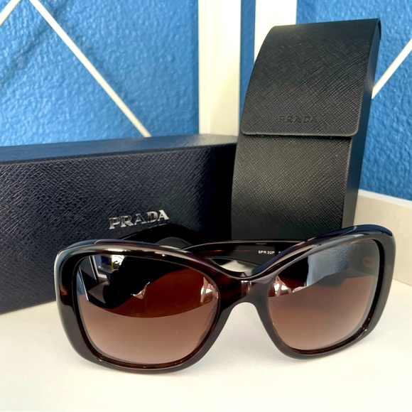 Prada Rectangle Brown Sunglasses - Picture 1 of 7